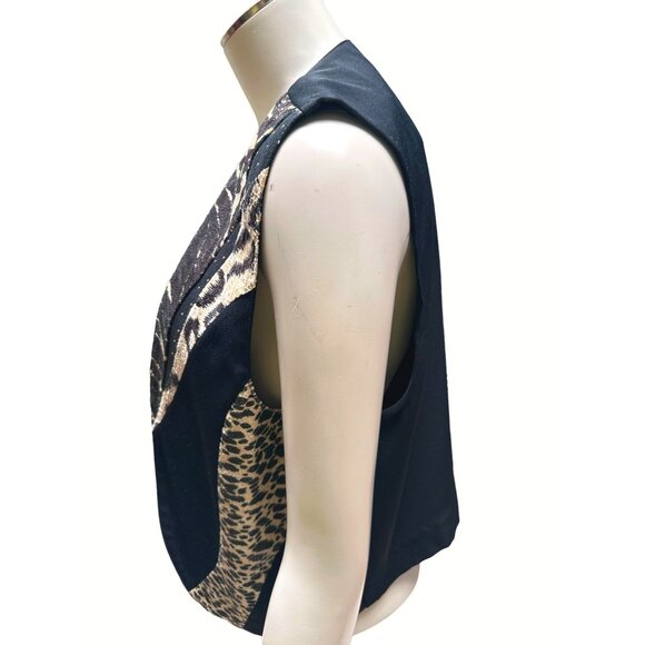 Vintage City Girl By Nancy Bolen Animal Print Vest Size 8 Black Gold Made In USA - Picture 2 of 10
